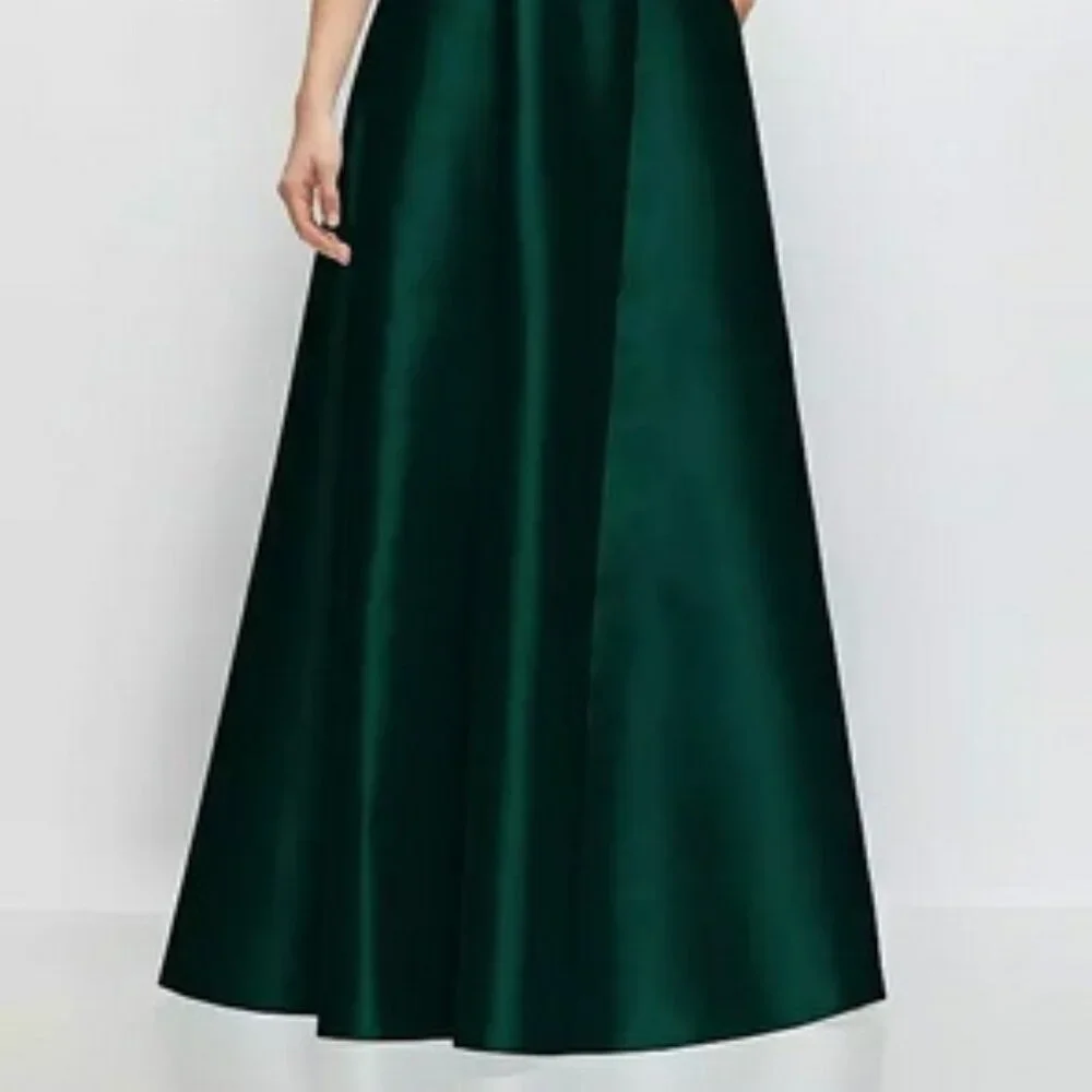 Alfred Sung Evergreen One-Shoulder Bow A-Line Gown D875 - Picture 4 of 6
